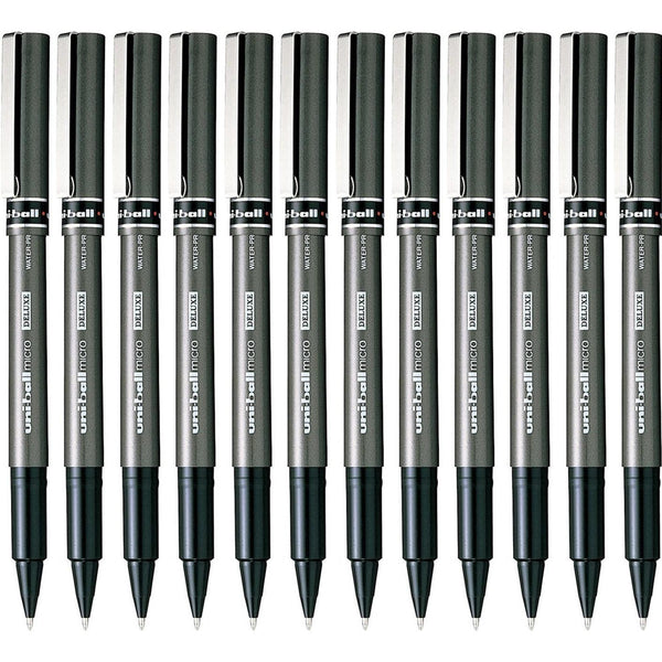Uni-Ball Deluxe UB-155 Liquid Ink Rollerball Pen Extra Fine 0.5mm Black Box 12 UB155BK - SuperOffice