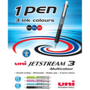 Uni-Ball JetStream Retractable Rollerball 3 Colour 1.0mm Transparent Barrel Box 10 SXE3400-10 (Box 10) - SuperOffice