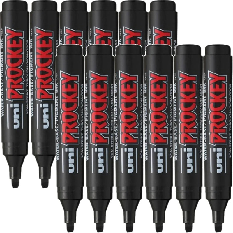 Uni-Ball PM-126 Prockey Permanent Markers Chisel 5.7mm Black Box 12 PM126BK (Box 12) - SuperOffice