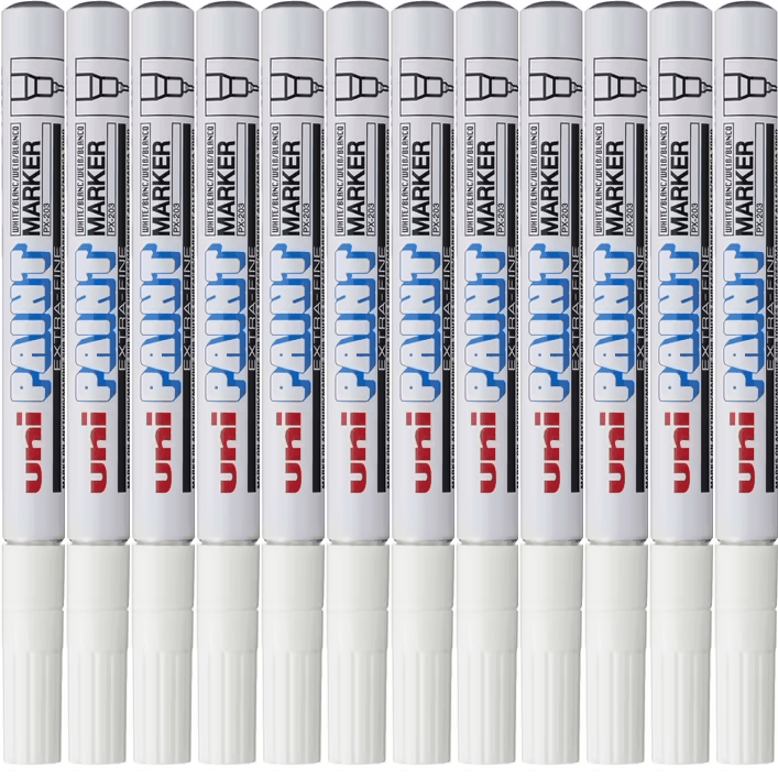 Uni-Ball PX-203 Paint Marker Bullet Tip Fine 0.8mm PX203 White Box 12 PX203WH (Box 12) - SuperOffice