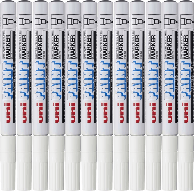 Uni-Ball PX-203 Paint Marker Bullet Tip Fine 0.8mm PX203 White Box 12 PX203WH (Box 12) - SuperOffice