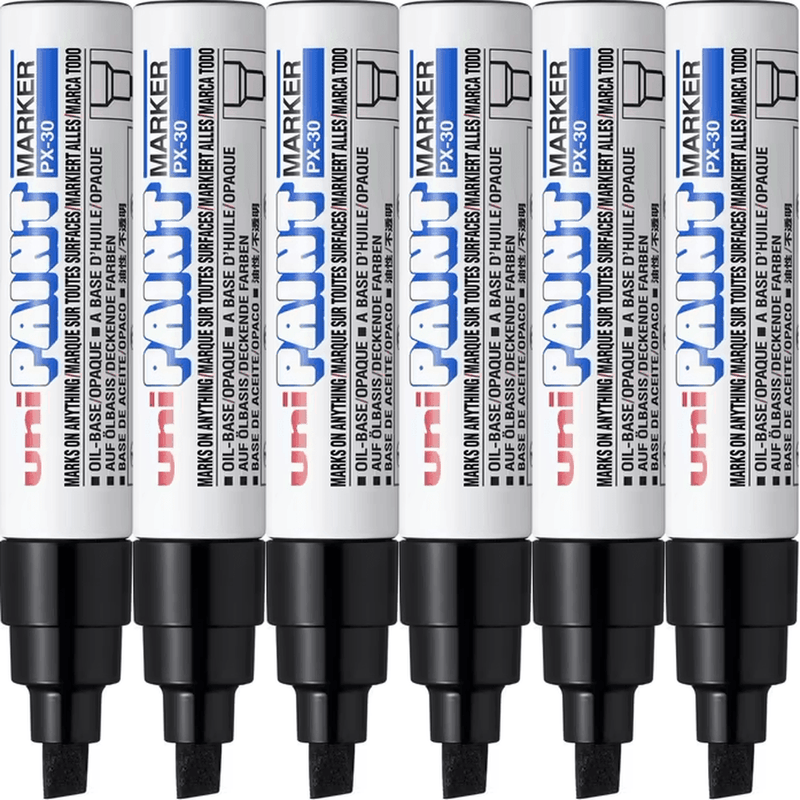 Uni-Ball PX-30 Paint Marker Chisel Tip 8mm Bold Black Box 6 PX30BBK (Box 6) - SuperOffice