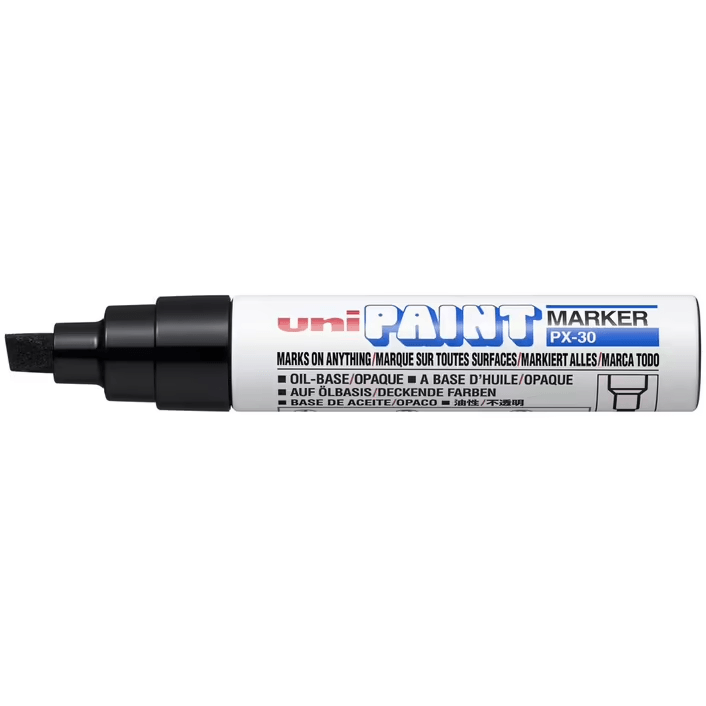 Uni-Ball PX-30 Paint Marker Chisel Tip 8mm Bold Black Box 6 PX30BBK (Box 6) - SuperOffice