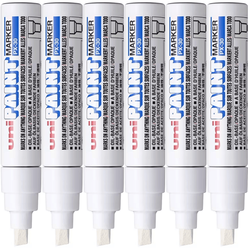 Uni-Ball PX-30 Paint Marker Chisel Tip 8mm Bold White Box 6 PX30BWH (Box 6) - SuperOffice