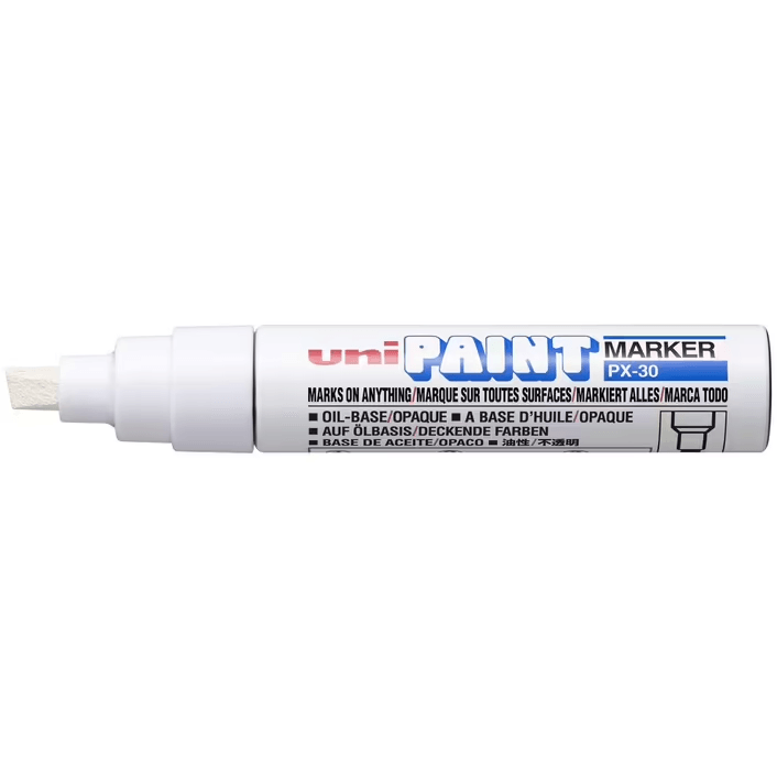 Uni-Ball PX-30 Paint Marker Chisel Tip 8mm Bold White Box 6 PX30BWH (Box 6) - SuperOffice
