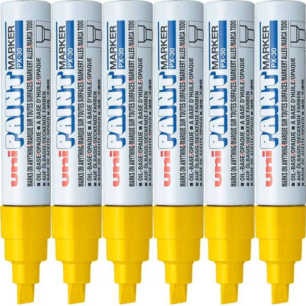 Uni-Ball PX-30 Paint Marker Chisel Tip 8mm Bold Yellow Box 6 PX30BY (Box 6) - SuperOffice
