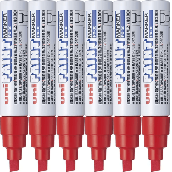 Uni-Ball PX-30 Paint Marker Chisel Tip 8mm Red Bold Box 6 PX30BRD (Box 6) - SuperOffice