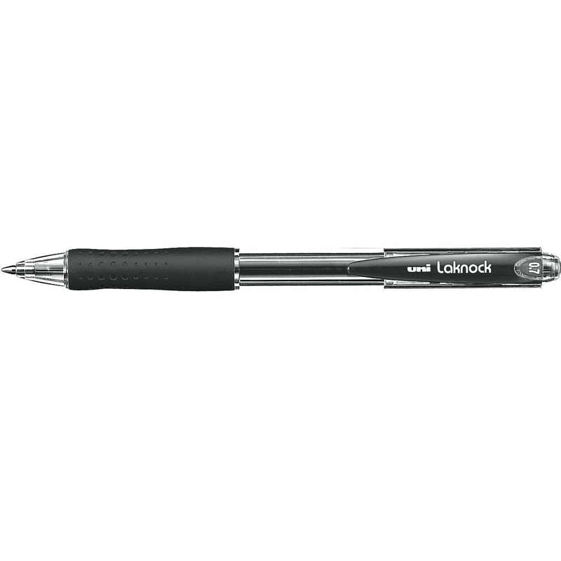Uni-Ball SN-100 Laknock Retractable Ballpoint Pen Fine 0.7mm Black Box 12 SN-100FBK (0.7mm Black Box 12) - SuperOffice