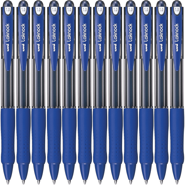 Uni-Ball SN-100 Laknock Retractable Ballpoint Pen Medium 1.0mm Blue Box 12 SN100MBL (1.0mm Blue Box 12) - SuperOffice