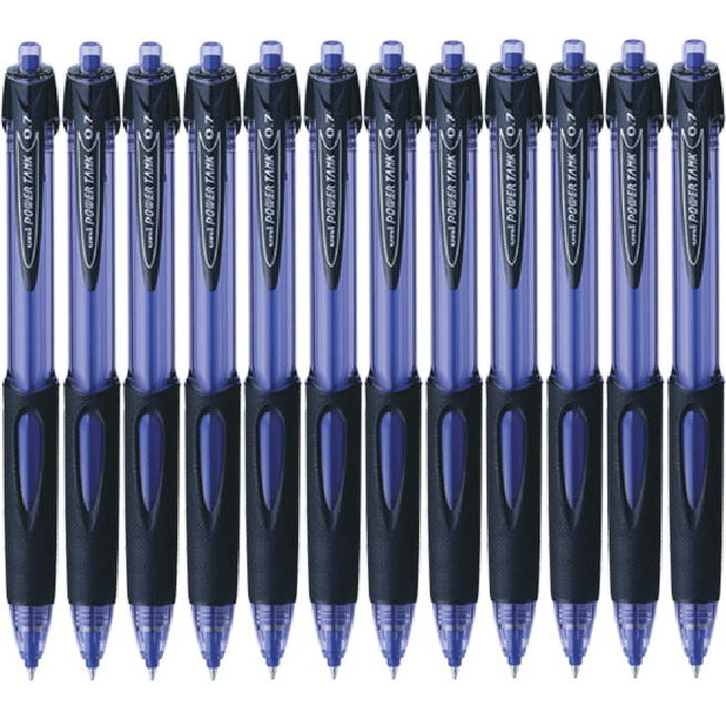 Uni-Ball SN227 Power Tank Retractable Ballpoint Pen Fine 0.7mm Blue Box 12 SN227FBL (Box 12) - SuperOffice