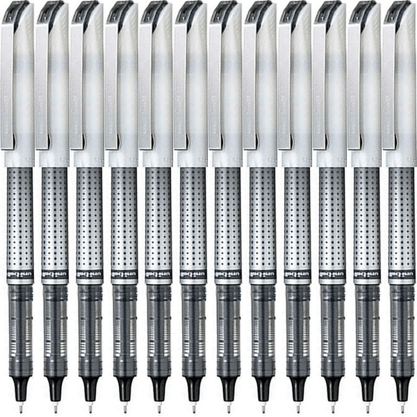 Uni-Ball UB187S Rollerball Eye Needle Liquid Ink Pen Fine 0.7mm Black Box 12 UB187SBK (Black Box 12) - SuperOffice