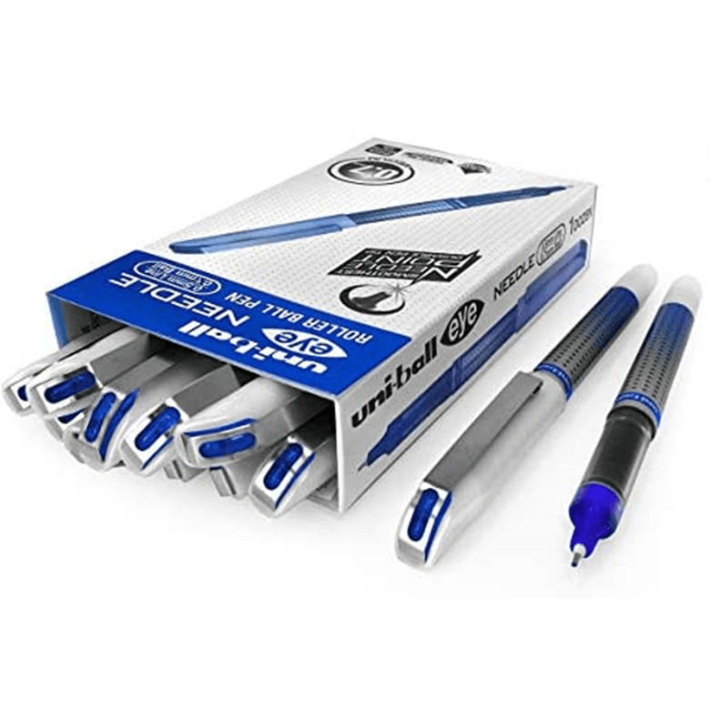 Uni-Ball UB187S Rollerball Eye Needle Liquid Ink Pen Fine 0.7mm Blue Box 12 UB187SBL (Blue Box 12) - SuperOffice