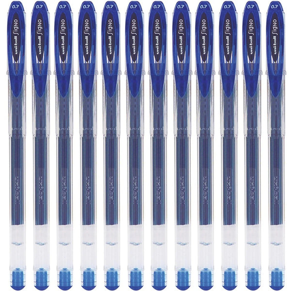 Uni-Ball UM120 Signo Gel Ink Rollerball Pen 0.7mm Blue Box 12 UM120BL (Box 12) - SuperOffice