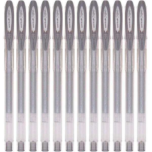 Uni-Ball Um120 Signo Gel Ink Rollerball Pen 0.7mm Metallic Silver Box 12 UM120NMS (Box 12) - SuperOffice