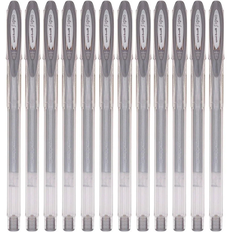 Uni-Ball Um120 Signo Gel Ink Rollerball Pen 0.7mm Metallic Silver Box 12 UM120NMS (Box 12) - SuperOffice