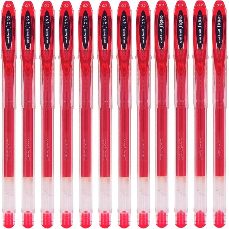 Uni-Ball Um120 Signo Gel Ink Rollerball Pen 0.7mm Red Box 12 UM120R (Box 12) - SuperOffice