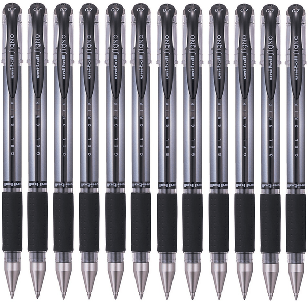 Uni-Ball UM151S Signo Grip Comfort Gel Ink Pen 0.7mm Fine Black Box 12 UM151SBK (Box 12) - SuperOffice