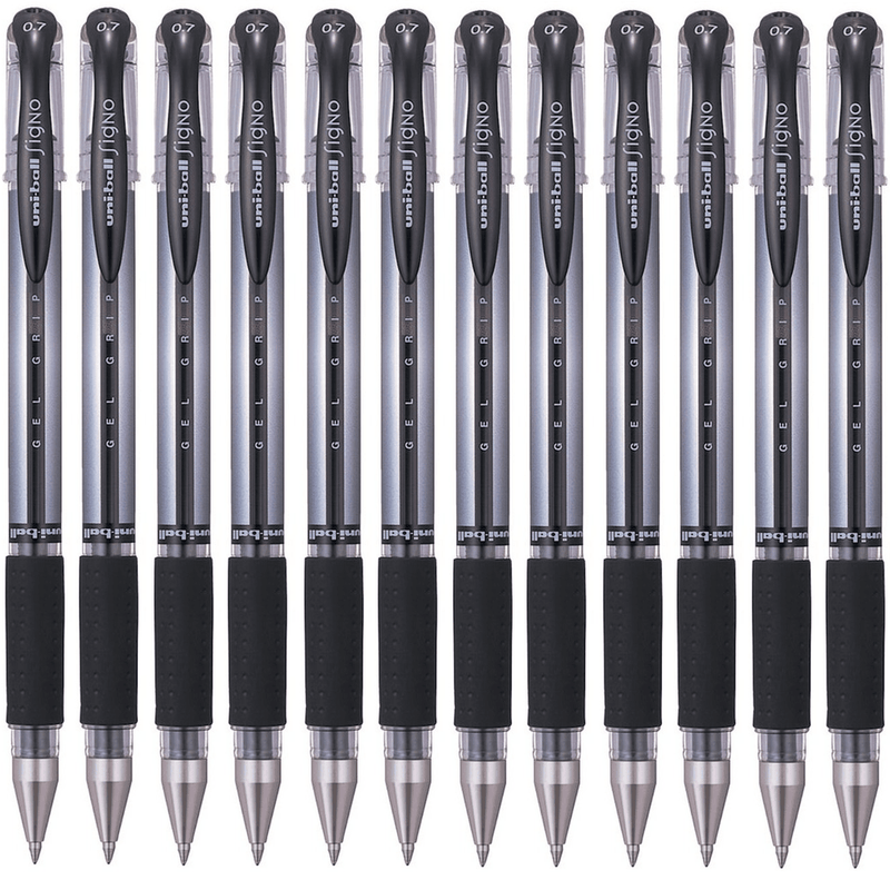 Uni-Ball UM151S Signo Grip Comfort Gel Ink Pen 0.7mm Fine Black Box 12 UM151SBK (Box 12) - SuperOffice