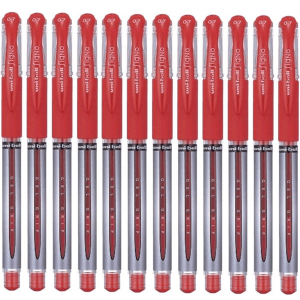 Uni-Ball UM151S Signo Grip Comfort Gel Ink Pen 0.7mm Fine Red Box 12 UM151SR (Box 12) - SuperOffice