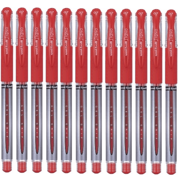 Uni-Ball UM151S Signo Grip Comfort Gel Ink Pen 0.7mm Fine Red Box 12 UM151SR (Box 12) - SuperOffice