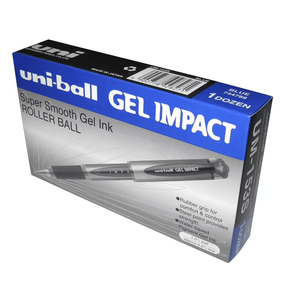 Uni-Ball UM153 Signo Broad Gel Impact Ink Pen 1.0mm Blue Box 12 UM153SBL (Box 12) - SuperOffice