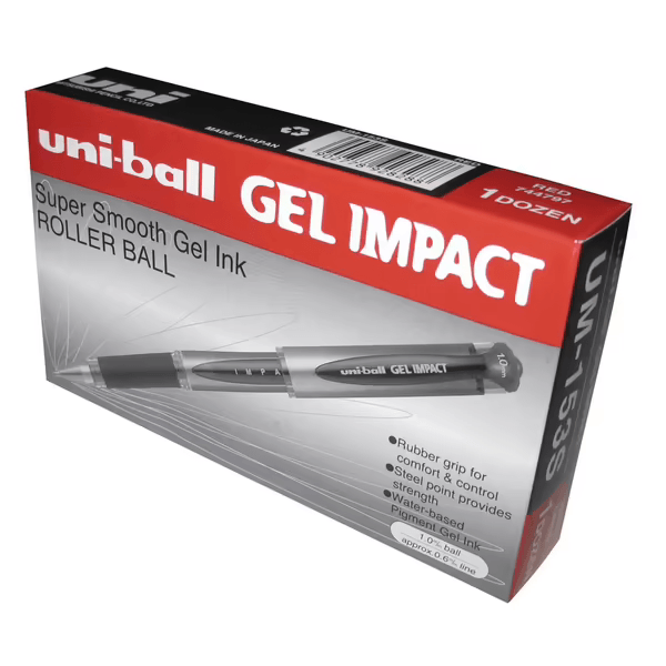 Uni-Ball UM153 Signo Broad Gel Ink Impact Pen 1.0mm Red Box 12 UM153SR (Box 12) - SuperOffice