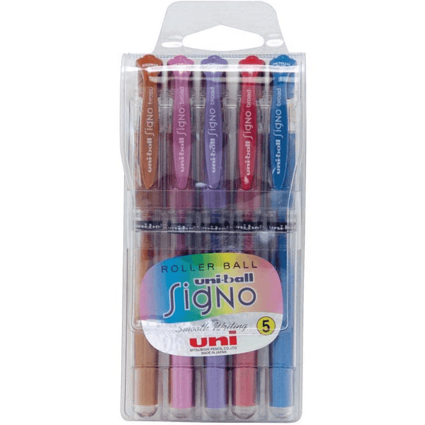 Uni-Ball UM153 Signo Broad Gel Ink Pen 1.0mm Metallic Colours Pack 5 UM153M5P - SuperOffice