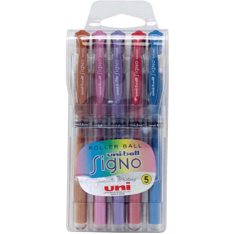 Uni-Ball UM153 Signo Broad Gel Ink Pen 1.0mm Metallic Colours Pack 5 UM153M5P - SuperOffice
