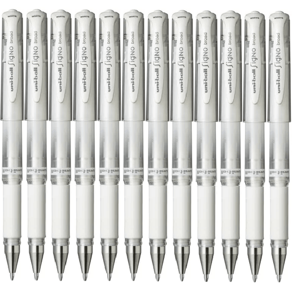 Uni-Ball UM153 Signo Broad Gel Ink Pen 1.0mm White Box 12 UM153WH (Box 12) - SuperOffice