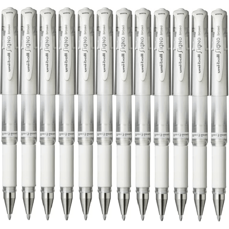 Uni-Ball UM153 Signo Broad Gel Ink Pen 1.0mm White Box 12 UM153WH (Box 12) - SuperOffice