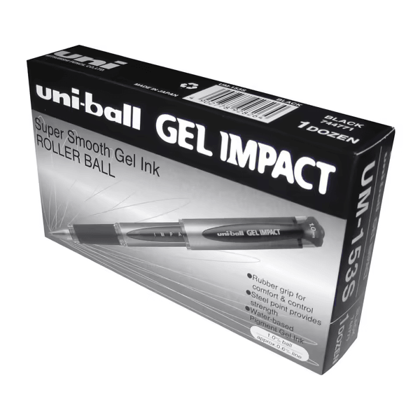 Uni-Ball UM153S Signo Broad Gel Impact Ink Pen 1.0mm Black Box 12 UM153SBK (Box 12) - SuperOffice