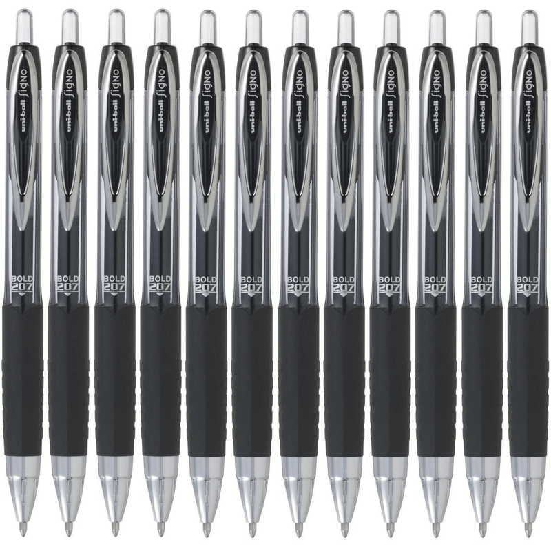 Uni-Ball UMN207 Signo Retractable Gel Ink Pen 1.0mm Broad Black Box 12 UMN-207BBK (Box 12) - SuperOffice