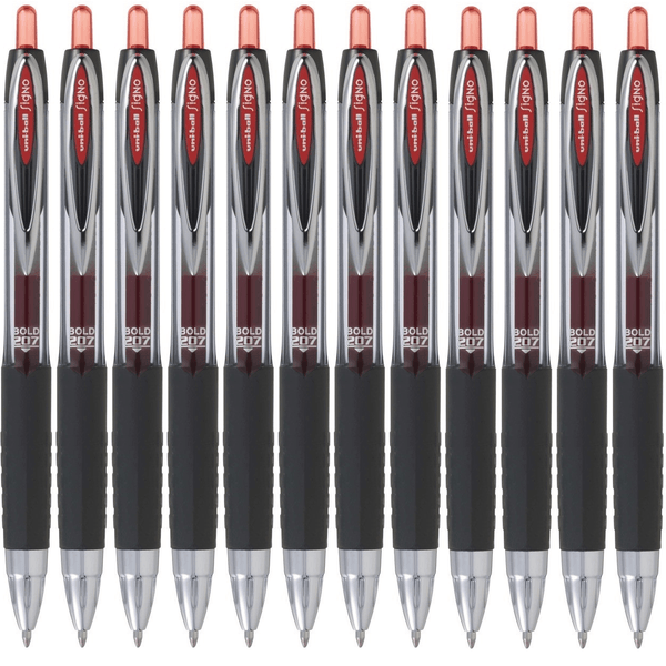 Uni-Ball UMN207 Signo Retractable Gel Ink Pen 1.0mm Broad Red Box 12 UMN207BR (Box 12) - SuperOffice