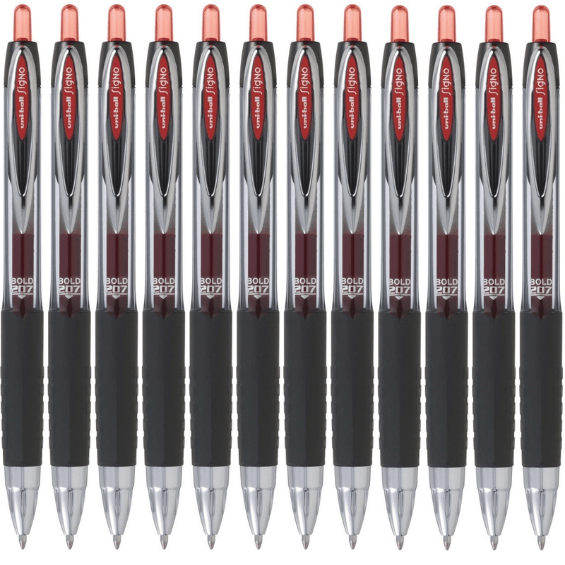 Uni-Ball UMN207 Signo Retractable Gel Ink Pen 1.0mm Broad Red Box 12 UMN207BR (Box 12) - SuperOffice