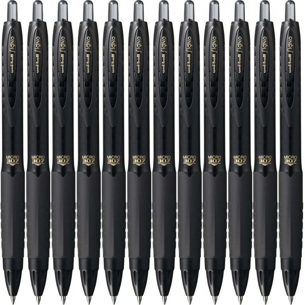 Uni-Ball UMN307 Signo Retractable Gel Ink Rollerball Pen 0.5mm Black Box 12 UMN307MBK (Box 12) - SuperOffice