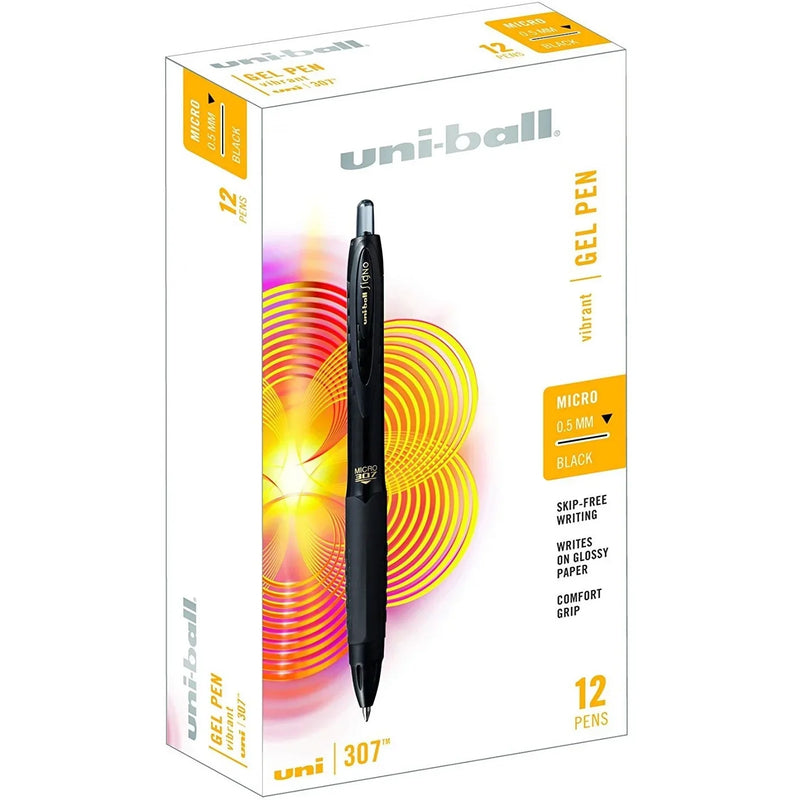 Uni-Ball UMN307 Signo Retractable Gel Ink Rollerball Pen 0.5mm Black Box 12 UMN307MBK (Box 12) - SuperOffice
