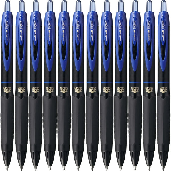 Uni-Ball UMN307 Signo Retractable Gel Ink Rollerball Pen 0.5mm Blue Box 12 UMN307MBL (Box 12) - SuperOffice