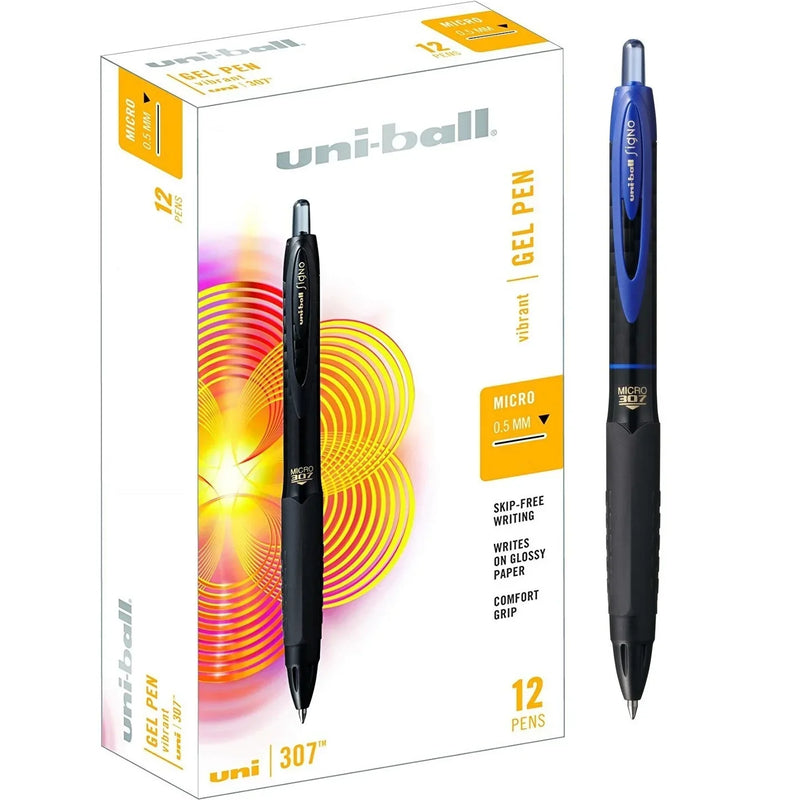 Uni-Ball UMN307 Signo Retractable Gel Ink Rollerball Pen 0.5mm Blue Box 12 UMN307MBL (Box 12) - SuperOffice