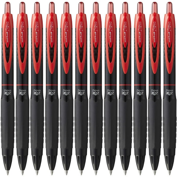 Uni-Ball UMN307 Signo Retractable Gel Ink Rollerball Pens 0.7mm Red Box 12 UMN307FR (Box 12) - SuperOffice