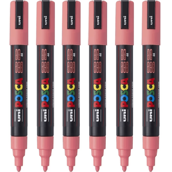Uni Pc-5M Posca Poster Marker Medium Bullet Tip 2.5Mm Coral Pink 6 Pack PC5MCP (6 Pack Coral Pink) - SuperOffice