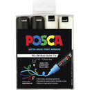 Uni Pc-7M Posca Poster Marker Medium Bullet Tip 4.5Mm Black And White Pack 4 PC7M4PBKWH - SuperOffice