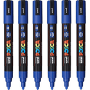 Uni Posca PC-5M Posca Poster Marker Medium Bullet Tip 2.5mm Blue 6 Pack PC5MBL (6 Pack Blue) - SuperOffice