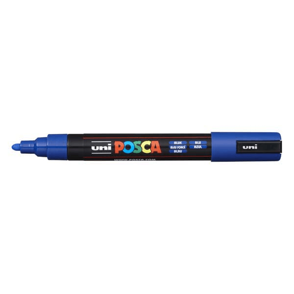 Uni Posca PC-5M Posca Poster Marker Medium Bullet Tip 2.5mm Blue 6 Pack PC5MBL (6 Pack Blue) - SuperOffice