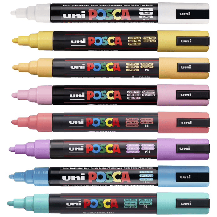 Uni Posca PC5M Paint Markers Pastel Colours 8 Pack 2.5mm NIB PC5MSC8C - SuperOffice