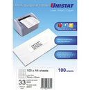 Unistat 38931 Multi-Purpose Label 33Up 70 X 25Mm White Pack 100 38931 - SuperOffice