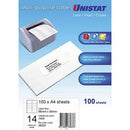 Unistat 38937 Multi-Purpose Label 14Up 98 X 38Mm White Pack 100 38937 - SuperOffice