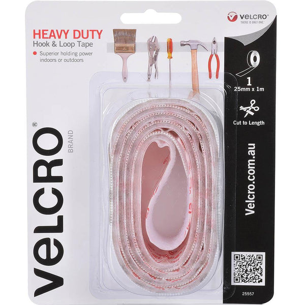 Velcro Brand Heavy Duty Hook And Loop Tape 25Mm X 1M White 25557 - SuperOffice