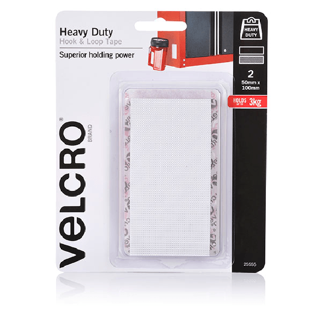 Velcro Brand Heavy Duty Hook And Loop Tape 50 X 100Mm White Pack 2 25555 - SuperOffice