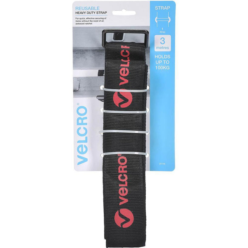 Velcro Brand Heavy Duty Tie Down Strap 50Mm X 3M Black 21116 - SuperOffice