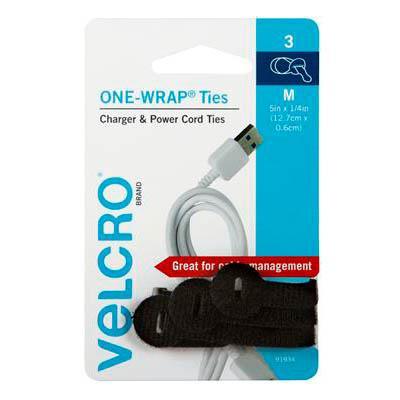 Velcro Brand One-Wrap Cable Ties 6 X 127Mm Black Pack 3 91934 - SuperOffice